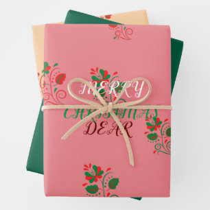  Merry Christmas Matte  Pink  Wrapping Paper Sheet