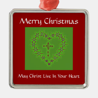 MERRY CHRISTMAS MAY JESUS LIVE IN YOUR HEART METAL TREE DECORATION
