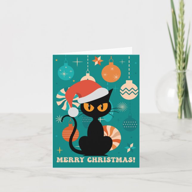 Merry Christmas MCM Black Cat Holiday Card (Front)