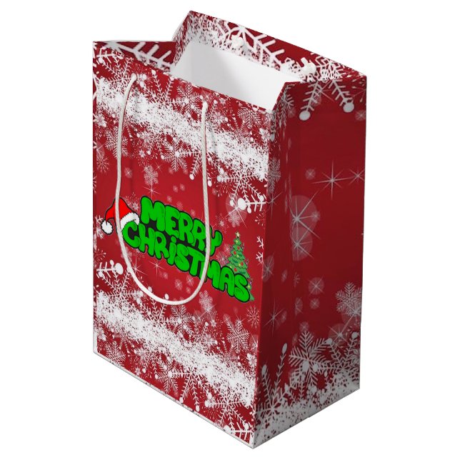 Merry Christmas Medium Gift Bag (Back Angled)