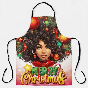 Merry Christmas Melanin Women Black Girl Magic Mrs Apron