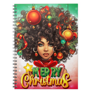 Merry Christmas Melanin Women Black Girl Magic Notebook