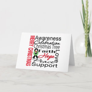 Merry Christmas Melanoma Ribbon Collage Holiday Card