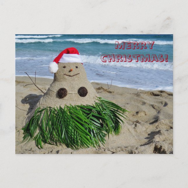 Merry Christmas Mele Kalikimaka Sandman Snowman Holiday Postcard (Front)