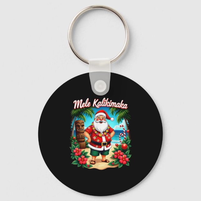 Merry Christmas Mele Kalikimaka Trocal Hawaiian Sa Key Ring (Front)