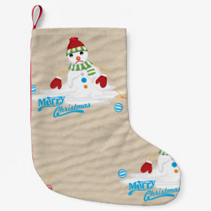 merry christmas melting snowman small christmas stocking