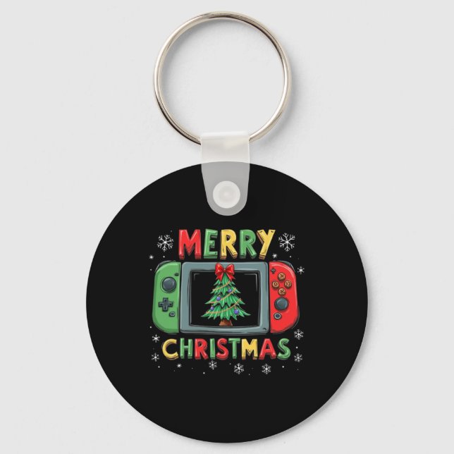 Merry Christmas Men Boys Kids Gaming Gamer Xmas Fu Key Ring (Front)