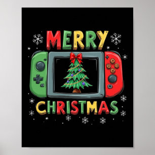 Merry Christmas Men Boys Kids Gaming Gamer Xmas Fu Poster