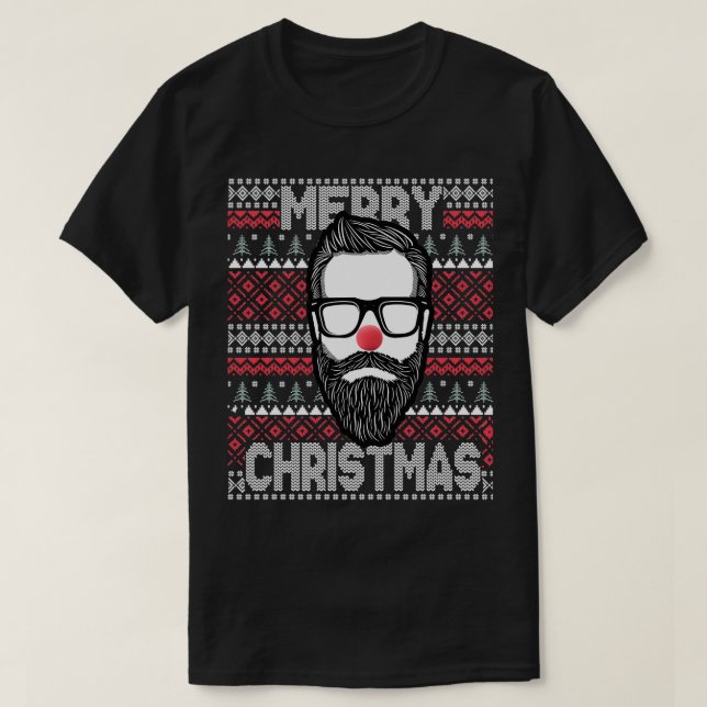 Merry Christmas Men with beard funny Xmas s T-Shirt (Design Front)