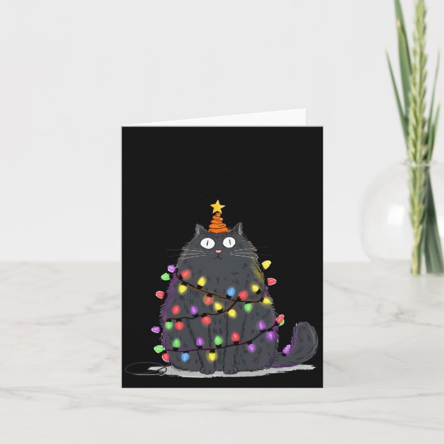 Merry Christmas Meowy Cats Tree Lovers Cute Catmas Card (Front)
