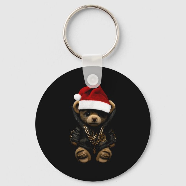 Merry Christmas Merry 2025 Teddy Fashion Rap Teddy Key Ring (Front)