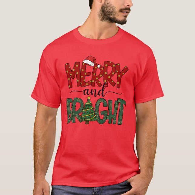 Merry Christmas Merry and Bright Christmas Womens  T-Shirt (Front)