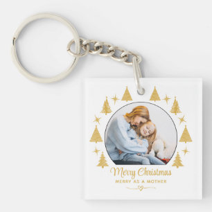 Merry Christmas Merry As A Mother White Gold Photo Key Ring