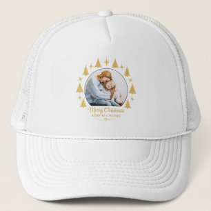 Merry Christmas Merry As A Mother White Gold Photo Trucker Hat