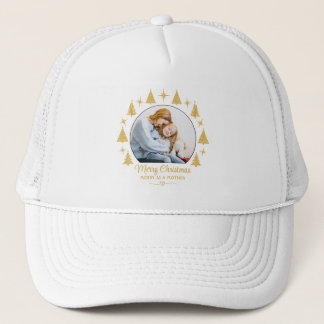 Merry Christmas Merry As A Mother White Gold Photo Trucker Hat