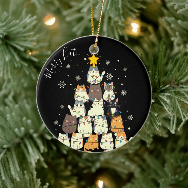 Merry Christmas Merry Cat-Mas Cat Tree Ceramic Tree Decoration (Tree)