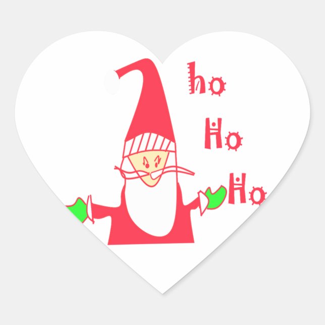 Merry Christmas Merry Christmas Funny Santa Hohoho Heart Sticker (Front)