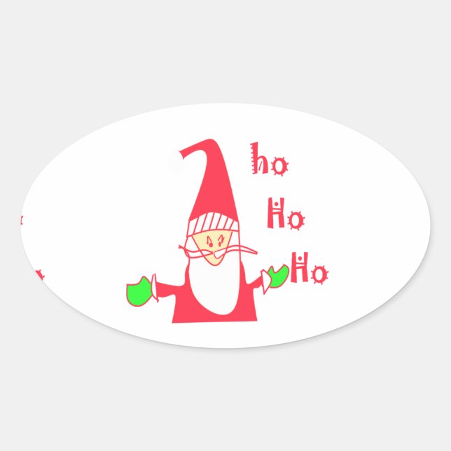 Merry Christmas Merry Christmas Funny Santa Hohoho Oval Sticker (Front)