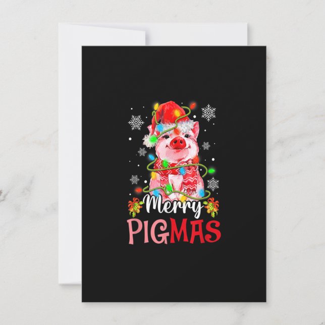 Merry Christmas Merry Pigmas Cute Pig Funny Xmas_1 Invitation (Front)