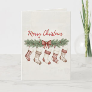 Merry Christmas Merry Stockings Card Cozy Hanging