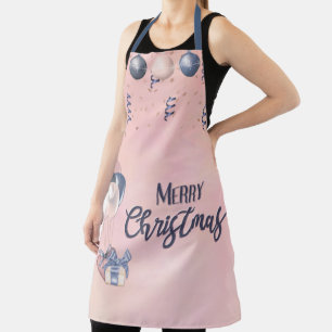 Merry Christmas Message Baubles, Gifts & Balloons Apron