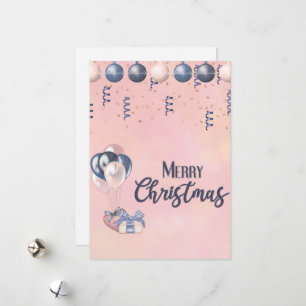 Merry Christmas Message Baubles, Gifts & Balloons  Holiday Card