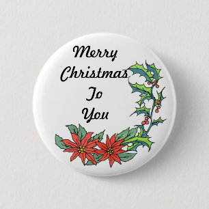 Merry Christmas Message Button pin Badge