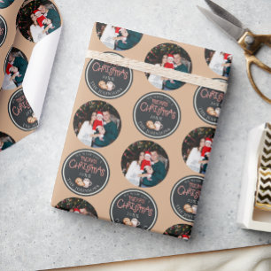 Merry Christmas Message & One Circle Photo  Wrapping Paper