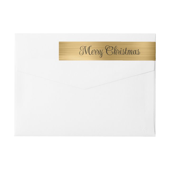 Merry Christmas Metallic Gold Wrap Around Label (Back)
