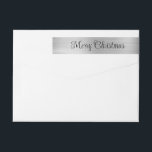 Merry Christmas Metallic Silver Black Wrap Around Label<br><div class="desc">Faux silver foil shimmer strip Christmas return address labels for your mailing list.
Add your names and contract information in the fonts of your choice.
The foil is digital art that prints like a photo.</div>