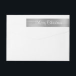 Merry Christmas Metallic Silver White Calligraphy Wrap Around Label<br><div class="desc">Faux silver foil shimmer strip Christmas return address labels for your mailing list.
Add your names and contract information in the fonts of your choice.
The foil is digital art that prints like a photo.</div>