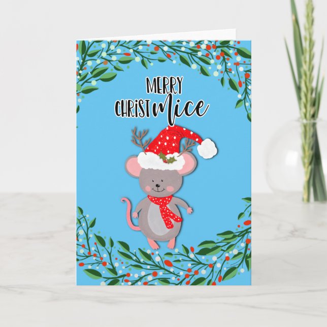 merry christmas mice funny joke christmas card (Front)