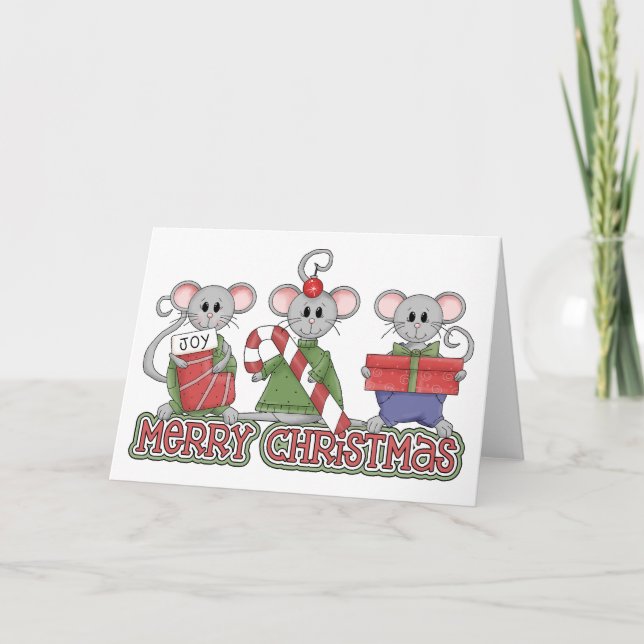 Merry Christmas Mice Holiday Card (Front)