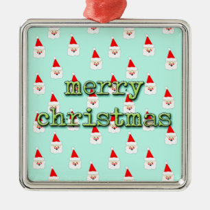 merry christmas mid century modern santa claus metal tree decoration