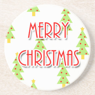 merry christmas mid century modern trees coaster