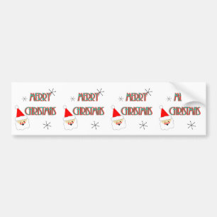 merry christmas mid century santa claus bumper sticker