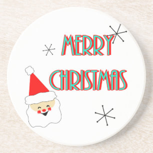 merry christmas mid century santa claus coaster