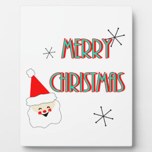 merry christmas mid century santa claus plaque
