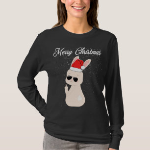 Merry Christmas Middle Finger Rude Xmas Bunny Ugly T-Shirt
