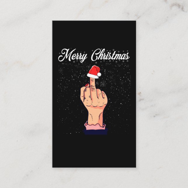 Merry Christmas Middle Finger Rude Xmas Ugly Business Card (Front)