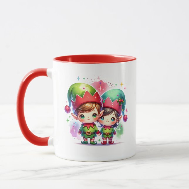 Merry Christmas Mimi Personalised Elves Mug (Left)