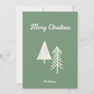Merry Christmas Minimal Christmas Tree Sage Green Holiday Card