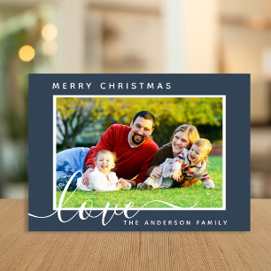 Merry Christmas Minimal Simple Family Photo  Holiday Card