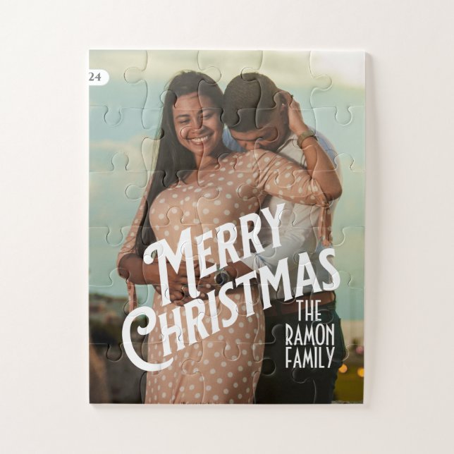 Merry Christmas Minimalist and Modern Photo Jigsaw Puzzle (Vertical)