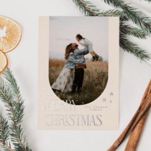 Merry Christmas Minimalist Arch Cream Foil Holiday Card