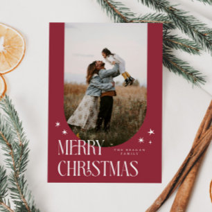 Merry Christmas Minimalist Arch Red Holiday Card