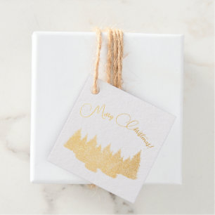 Merry Christmas - minimalist - golden fir trees Favour Tags