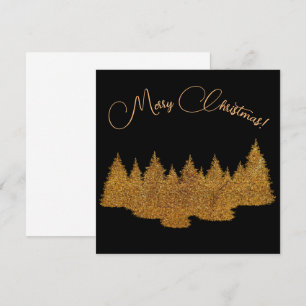 Merry Christmas - minimalist - golden fir trees Invitation