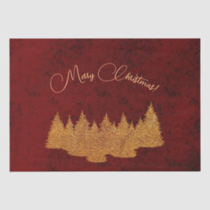 Merry Christmas - minimalist - golden fir trees Tissue Paper