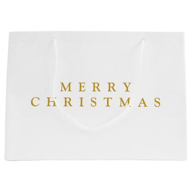 Merry Christmas Minimalist Golden Yellow Large Gift Bag (Front)